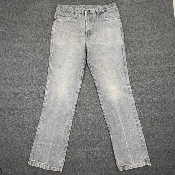 Vintage Levis 501 Jeans Mens 32x32 Gray Distressed Straight Fit Made USA 90s